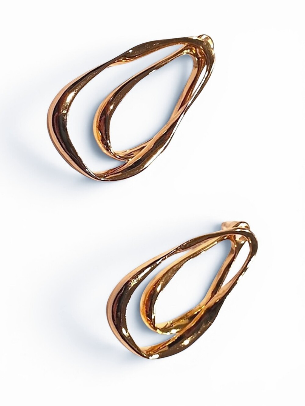 Gold teardrop front and back earrings; nwot